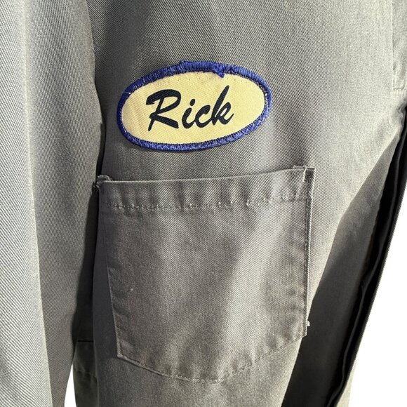 Vintage  80's Engineered Work Garments Blue Long-Sleeve Shop Coat Size 48 - Picture 7 of 10